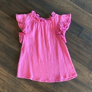 Pink Ruffled Cotton Gauze Top